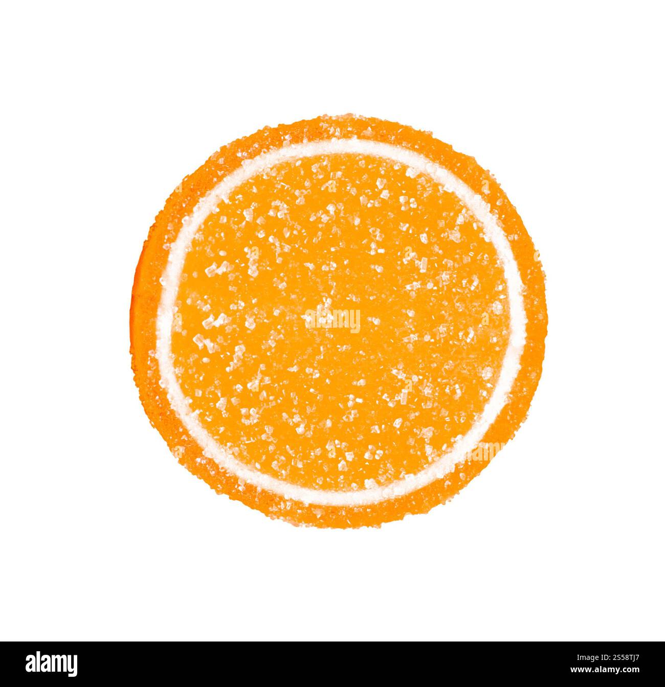 gelatina d'arancia in zucchero isolata su bianco. gelatina d'arancia con zucchero Foto Stock