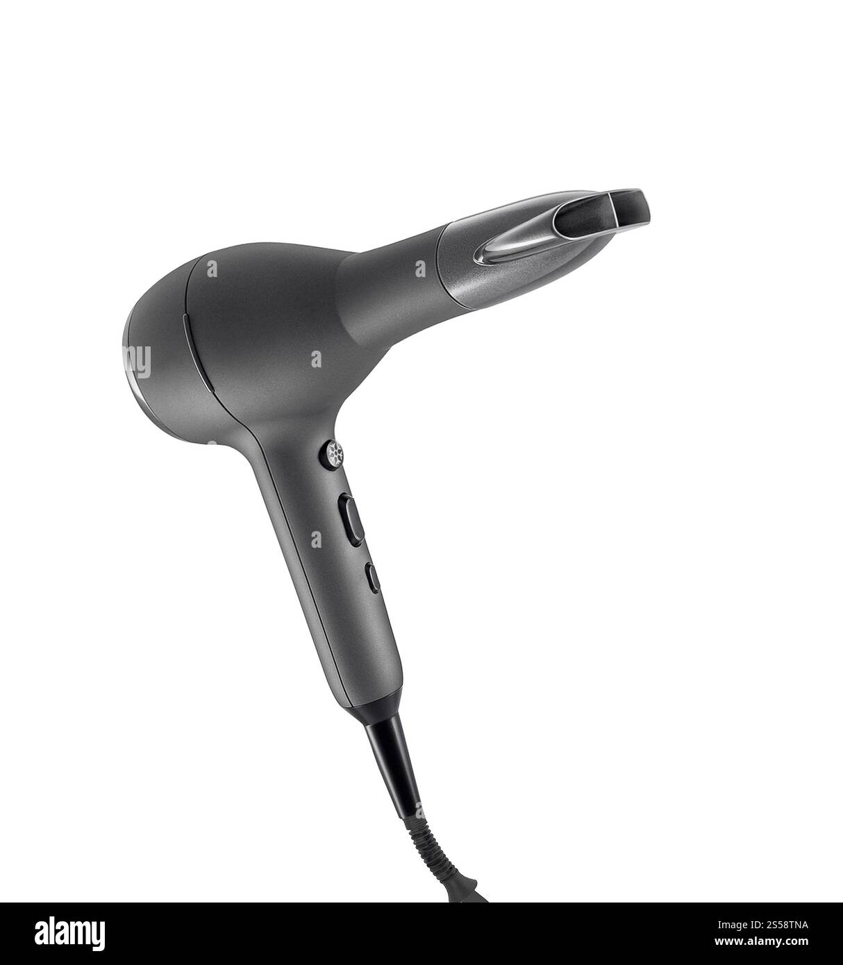 Asciugacapelli isolato su sfondo bianco. Asciugacapelli isolato Foto Stock