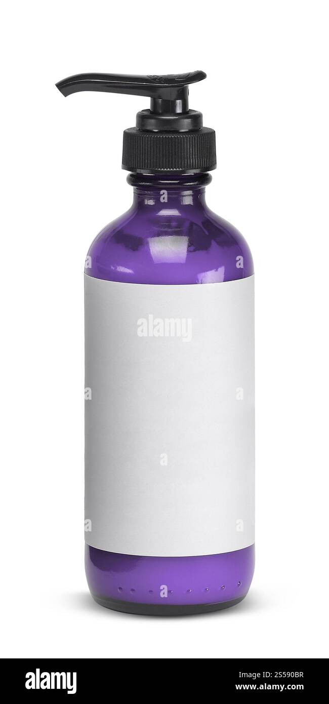 Flacone in plastica di prodotto per la cura della pelle su sfondo bianco. Flacone in plastica di prodotto per la cura della pelle Foto Stock
