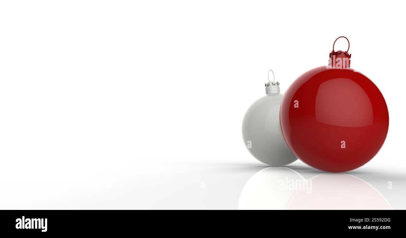 rendering 3d, concetto astratto. Sfera di Natale di vetro rossa come metafora di affari. Sfondo di Natale moderno e minimale Foto Stock