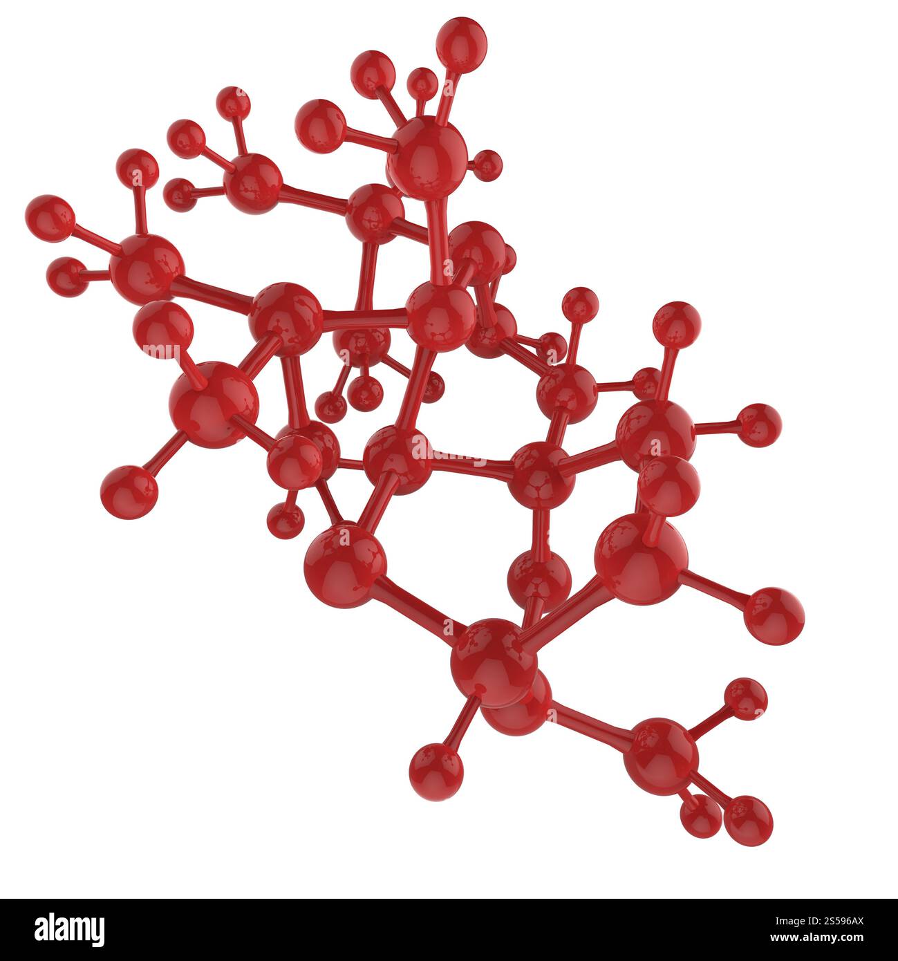 Molecola rossa 3d su sfondo bianco Foto Stock