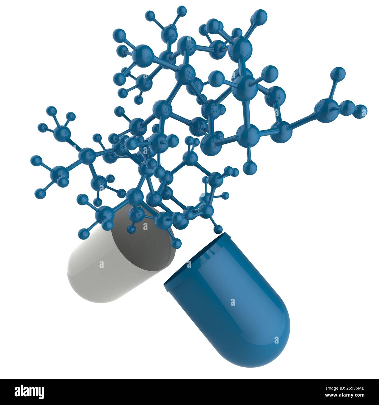 La capsula mostra molecola come concetto medico Foto Stock