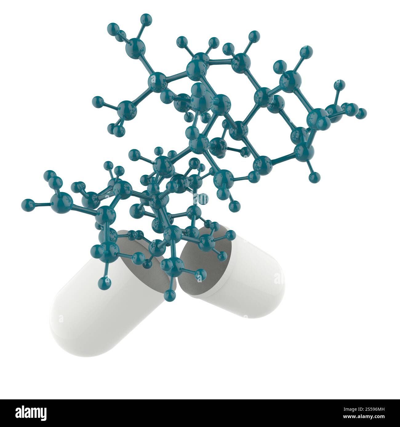 La capsula mostra molecola come concetto medico Foto Stock