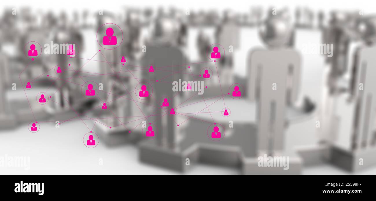 Rosa grafica human social network come concetto Foto Stock