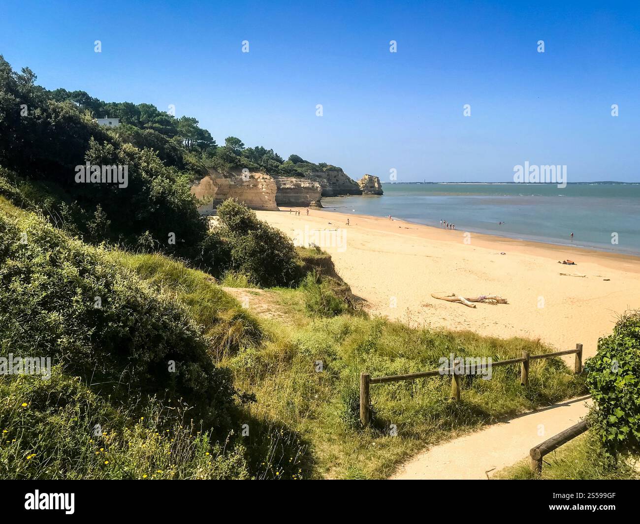 Spiaggia e scogliere di Saint Georges De Didonne, Francia. Spiaggia e scogliere di Saint Georges De Didonne Foto Stock