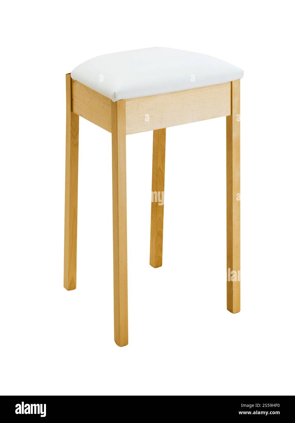 Sgabello in legno imbottito bar isolato Foto Stock
