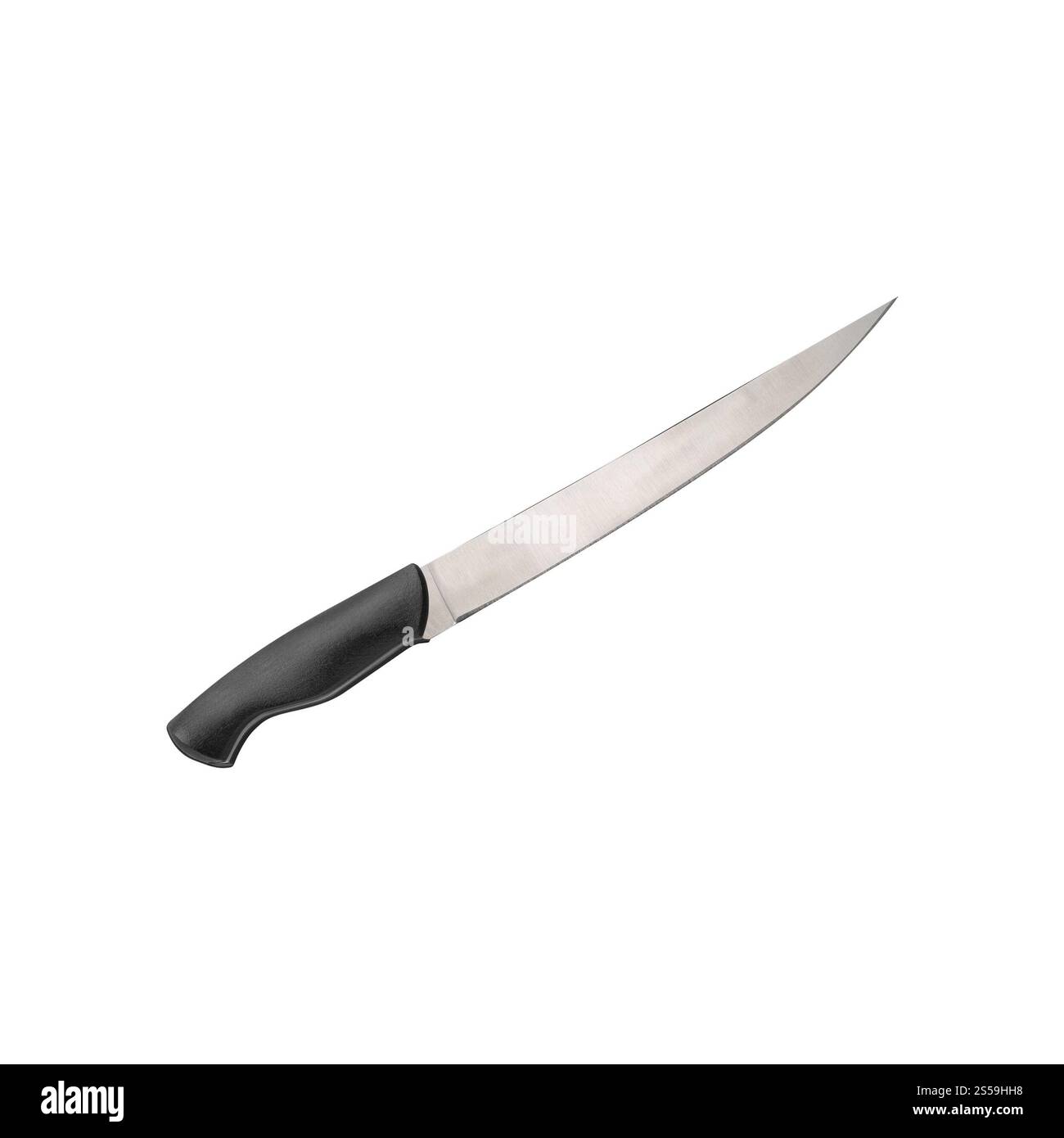 Acciaio coltelli da cucina, isolato su bianco Foto Stock