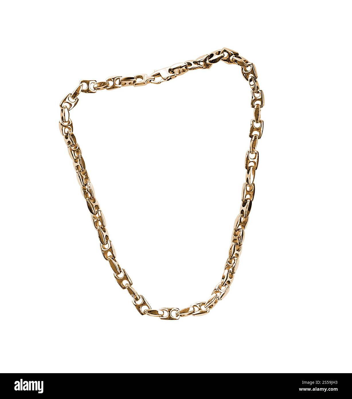 Catena dorata isolata su sfondo bianco. Catena dorata Foto Stock