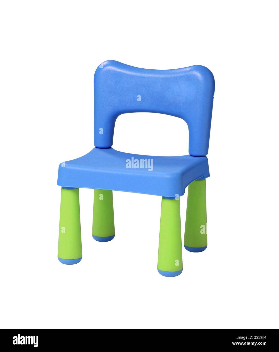 sgabello di plastica per bambini su sfondo bianco. sgabello di plastica per bambini Foto Stock