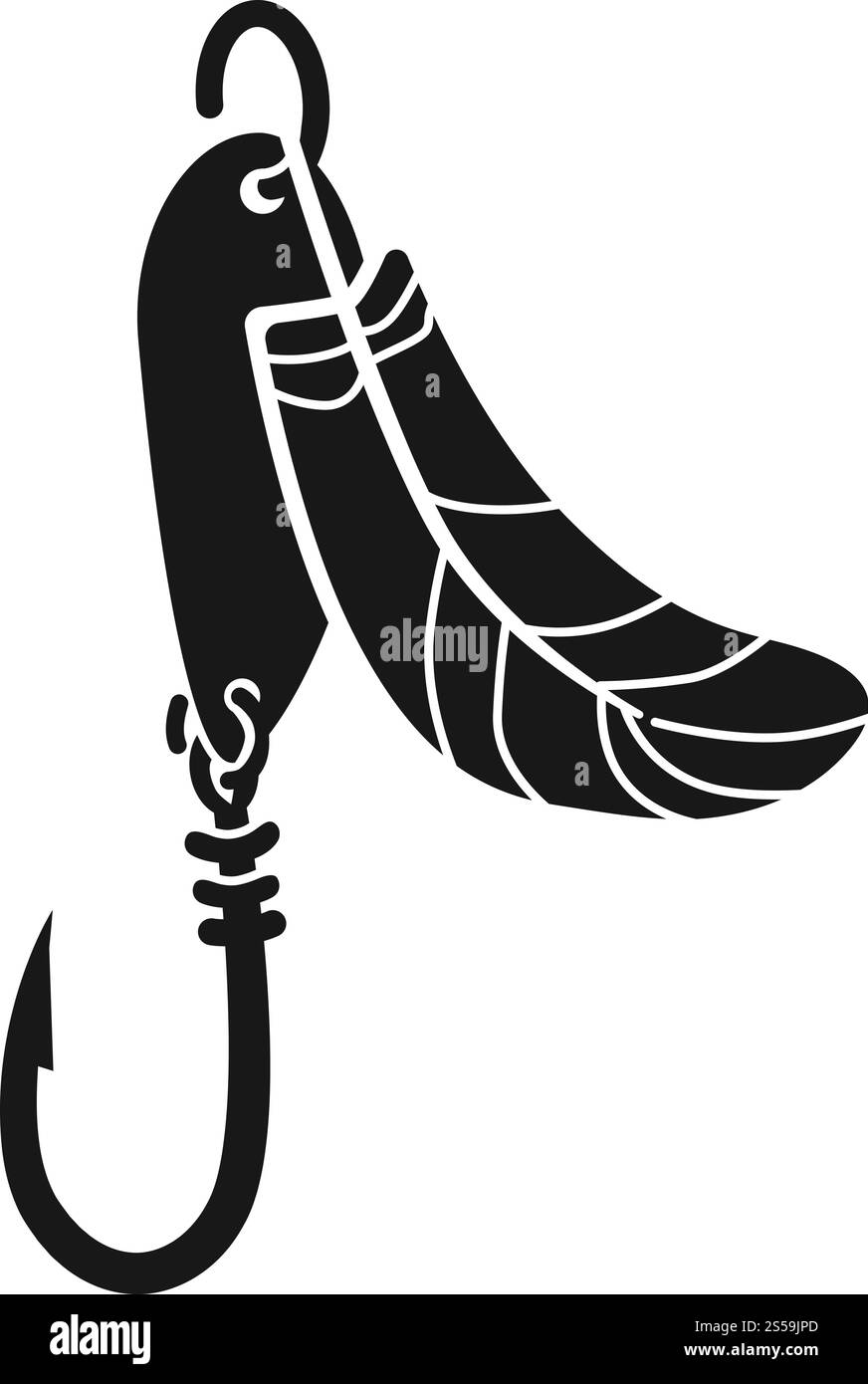 Icona gancio da pesca invernale. Semplice illustrazione dell'icona vettoriale del gancio da pesca invernale per il design del nastro isolata su sfondo bianco. Icona del gancio da pesca invernale, stile semplice Illustrazione Vettoriale