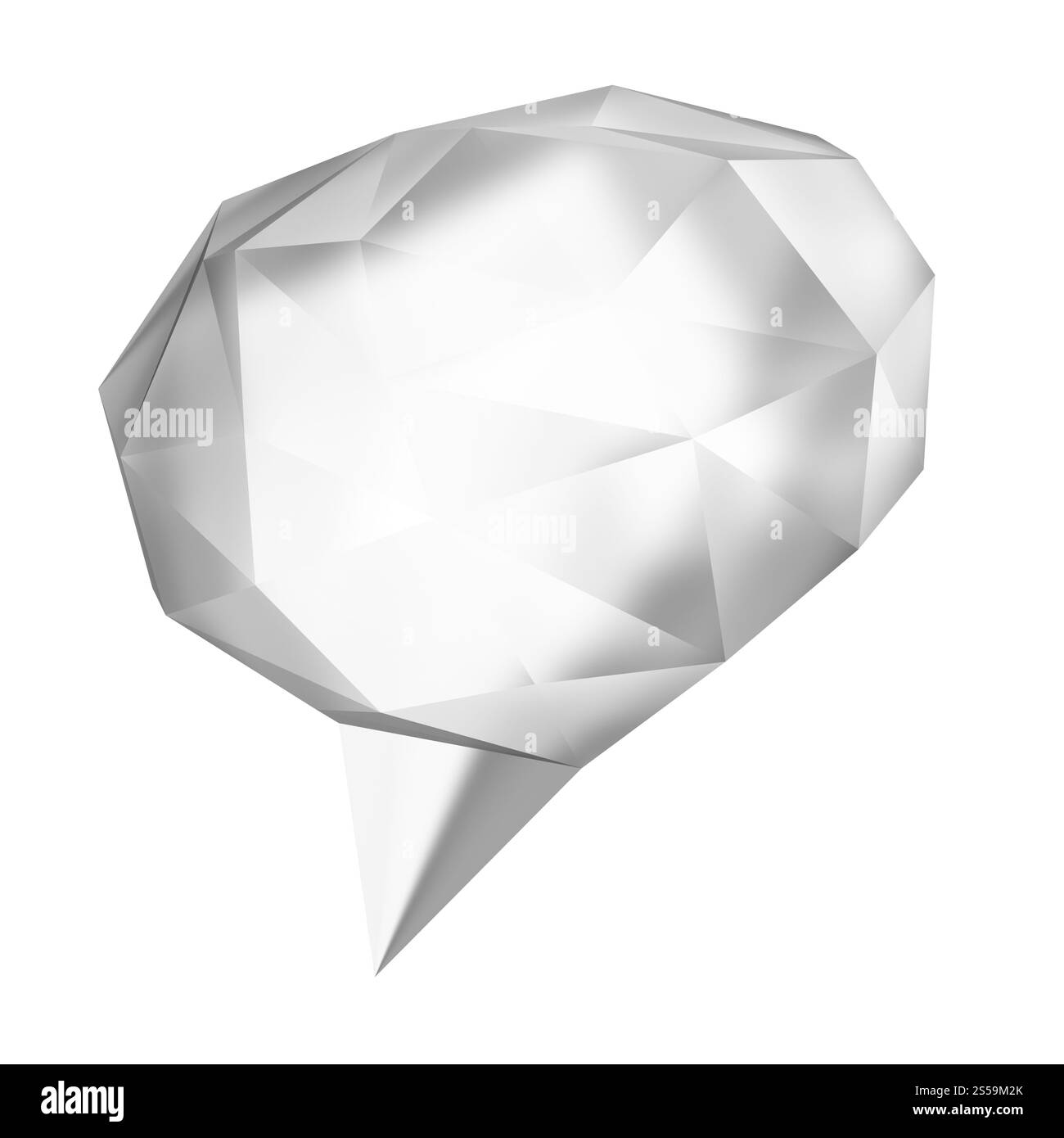 Bassa poli geometrica bolla del parlato su sfondo bianco Foto Stock