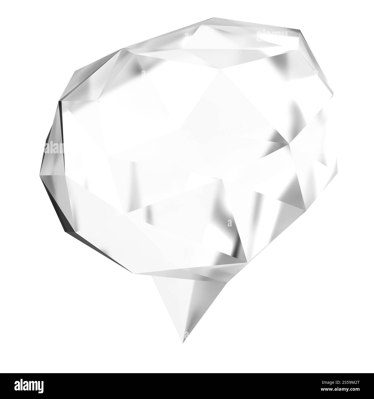 Bassa poli geometrica bolla del parlato su sfondo bianco Foto Stock