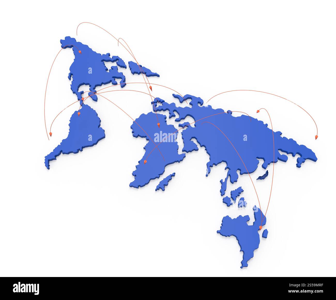 Rete sociale umano 3d sulla mappa del mondo come concetto Foto Stock