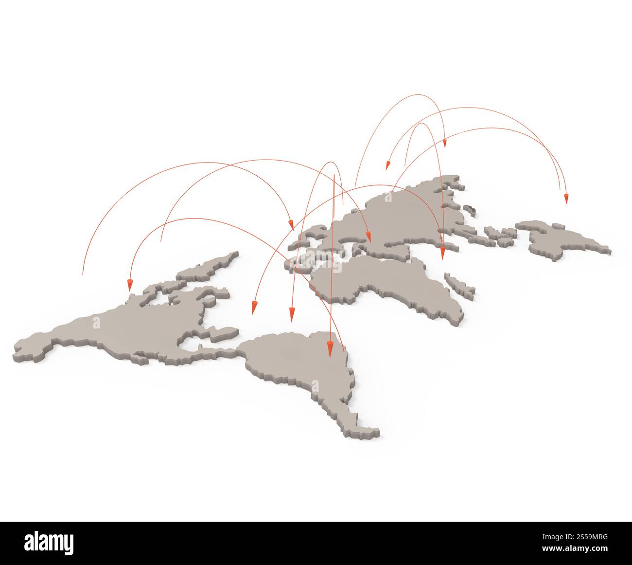 Rete sociale umano 3d sulla mappa del mondo come concetto Foto Stock