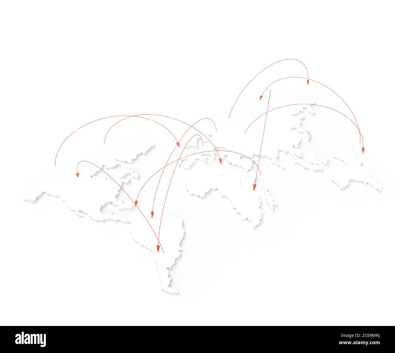 Rete sociale umano 3d sulla mappa del mondo come concetto Foto Stock