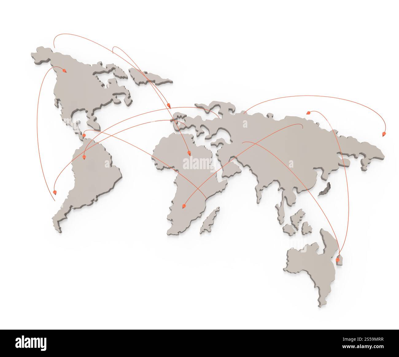 Rete sociale umano 3d sulla mappa del mondo come concetto Foto Stock