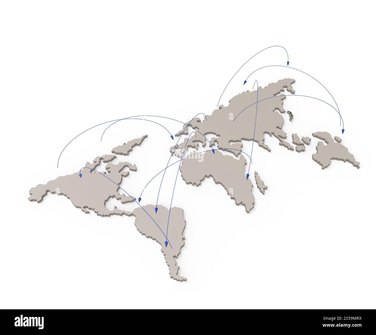 Rete sociale umano 3d sulla mappa del mondo come concetto Foto Stock