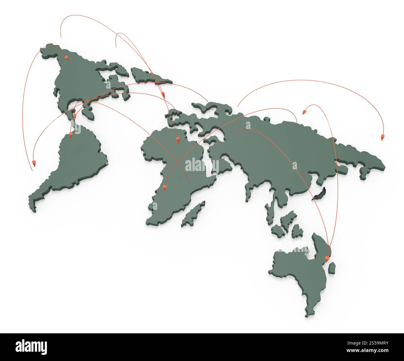 Rete sociale umano 3d sulla mappa del mondo come concetto Foto Stock