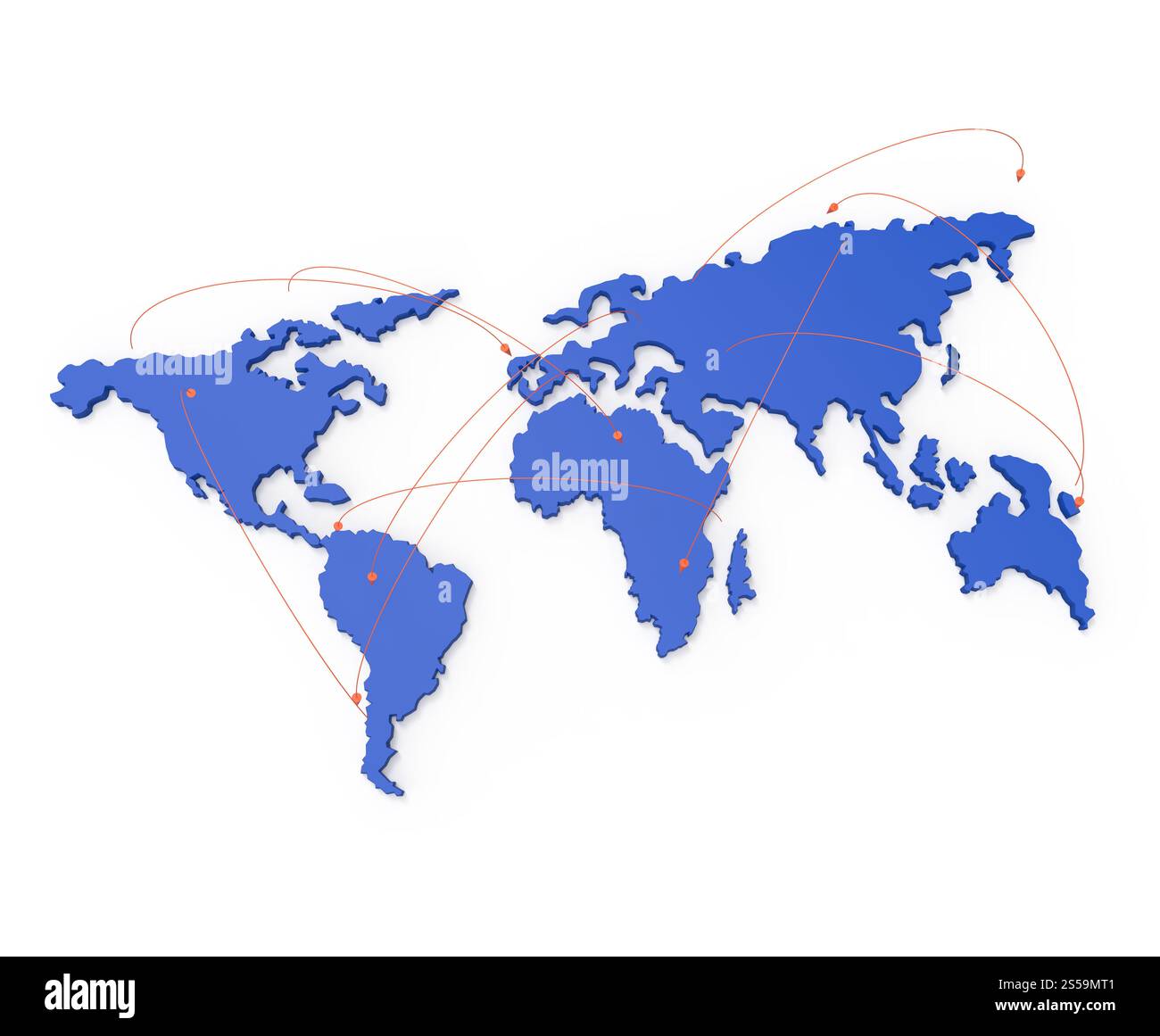 Rete sociale umano 3d sulla mappa del mondo come concetto Foto Stock