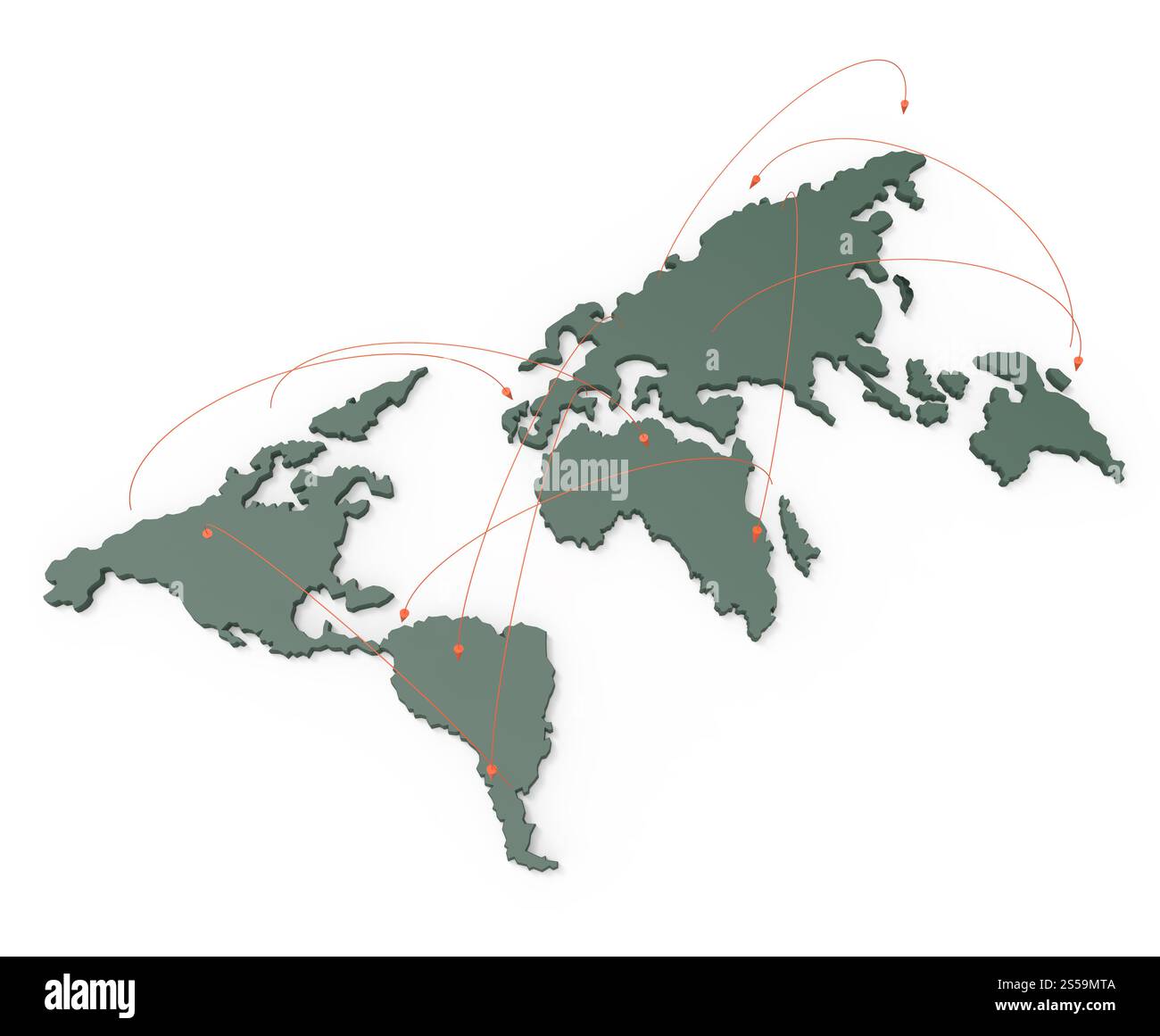 Rete sociale umano 3d sulla mappa del mondo come concetto Foto Stock