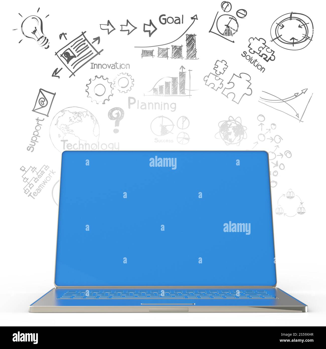Computer portatile con schema di business concept Foto Stock