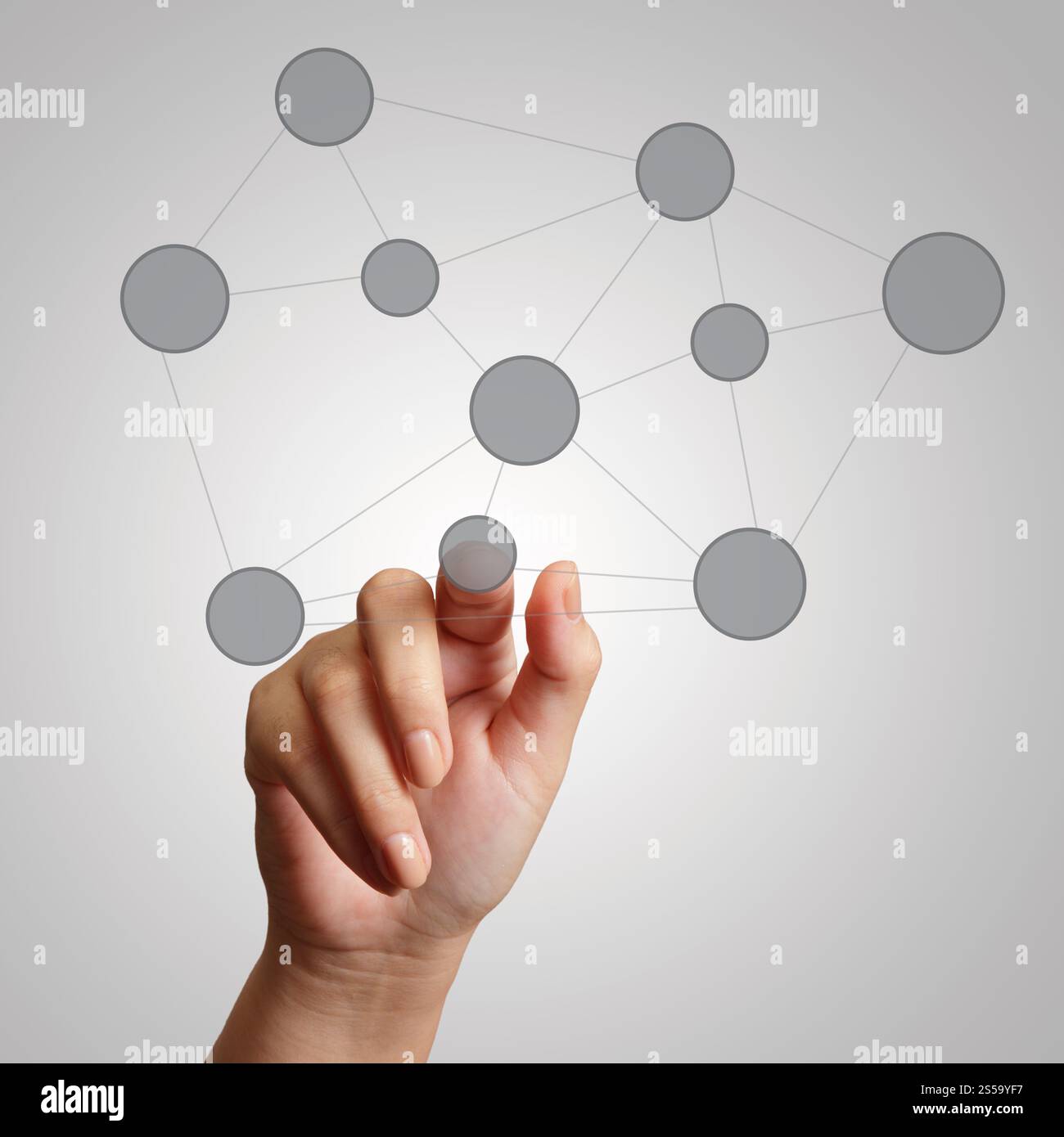 hand disegna la struttura dei social network come concetto Foto Stock