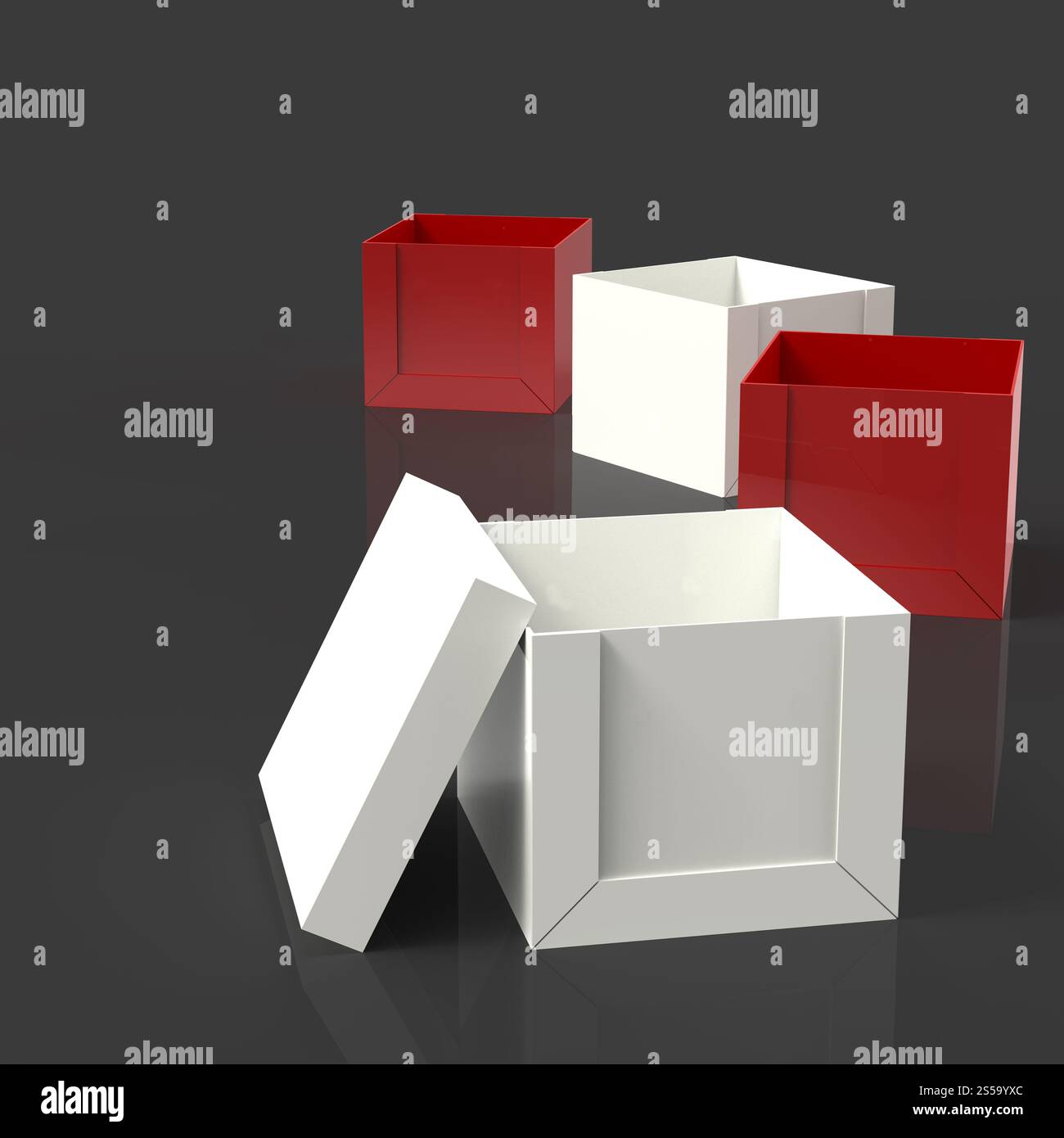 Pensando al di fuori della casella sul buio come concetto Foto Stock