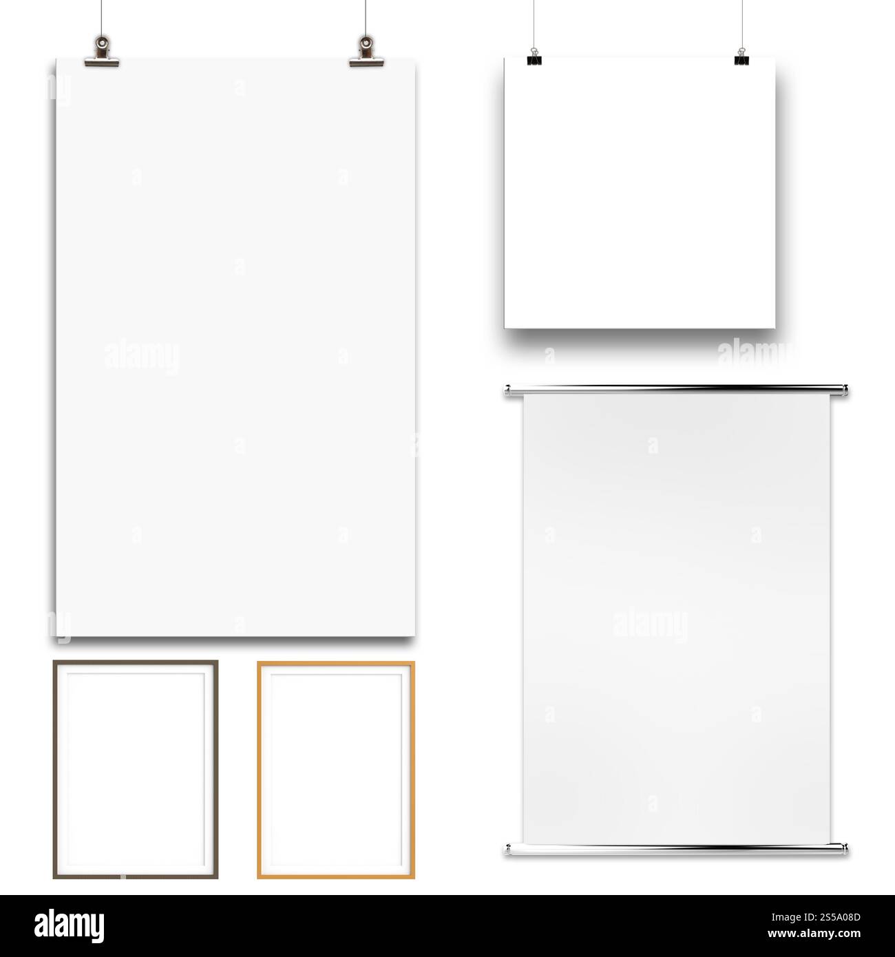 Set di moderno vuoto 3d frame su sfondo texture come concetto Foto Stock