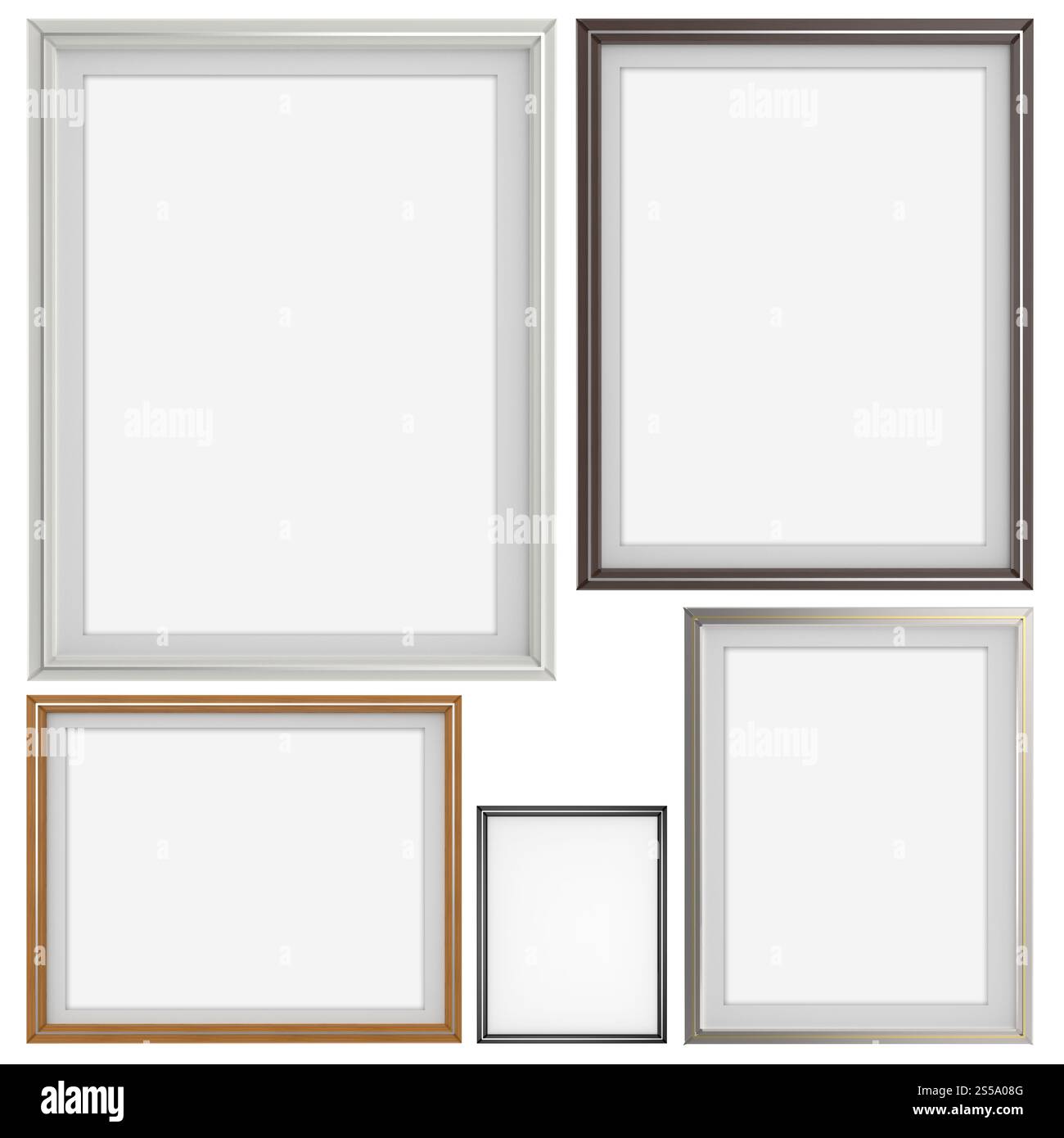 Set di moderno vuoto 3d frame su sfondo texture come concetto Foto Stock