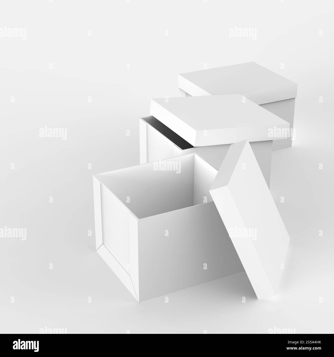 Pensando al di fuori della scatola su sgualciti nota adesiva carta come concetto Foto Stock