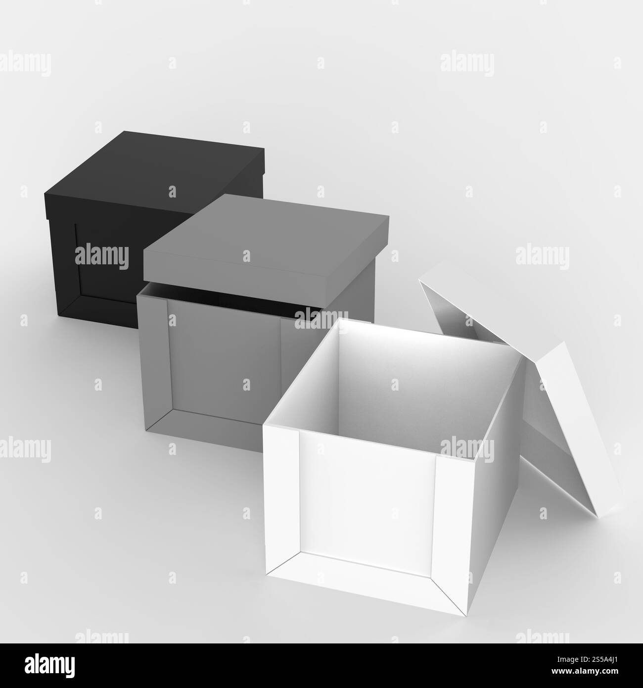 3d open casella vuota come pensare al di fuori del concetto di scatola Foto Stock