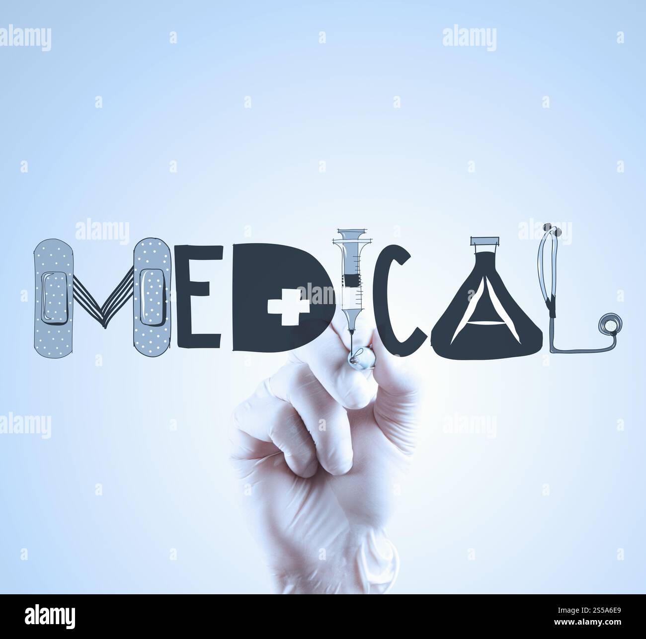 Medico del disegno a mano design medicale di parola come concetto Foto Stock
