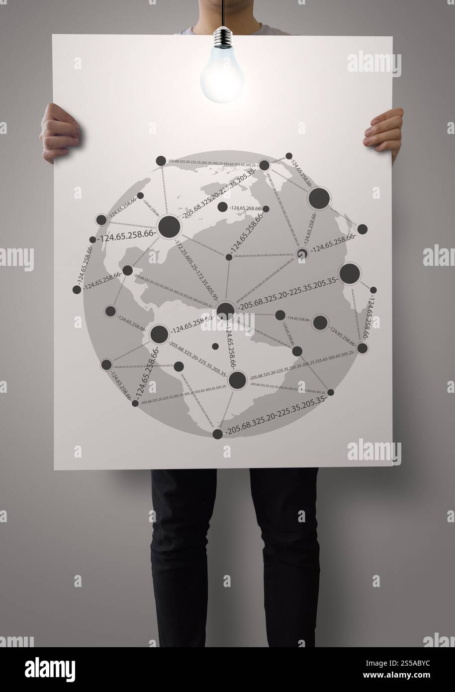 Uomo che mostra il poster del social network struttura come concetto Foto Stock