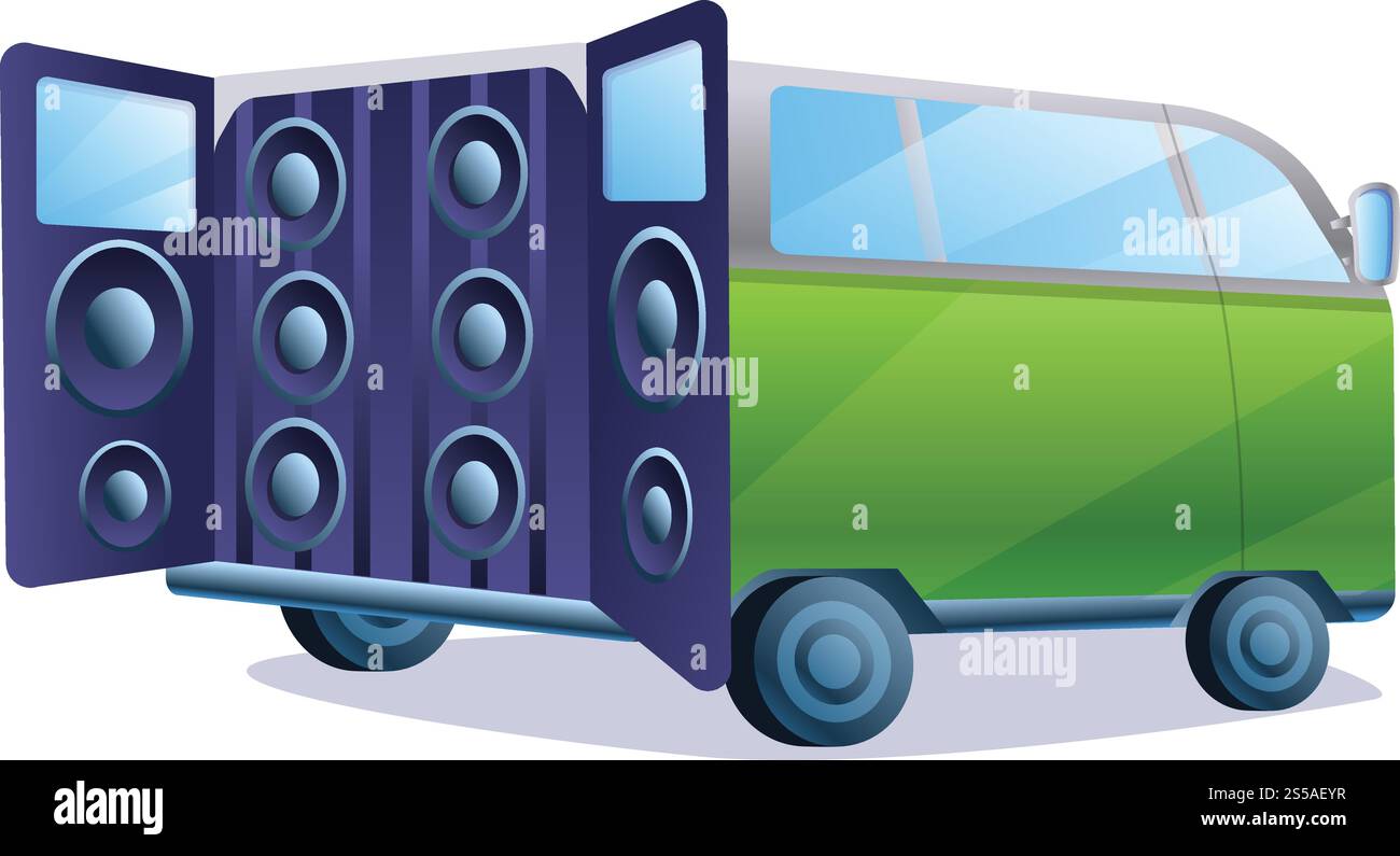 Icona impianto stereo per auto. Cartoni animati dell'icona vettoriale del sistema musicale stereo per auto per il web design isolato su sfondo bianco. Icona del sistema musicale stereo per auto, stile cartone animato Illustrazione Vettoriale