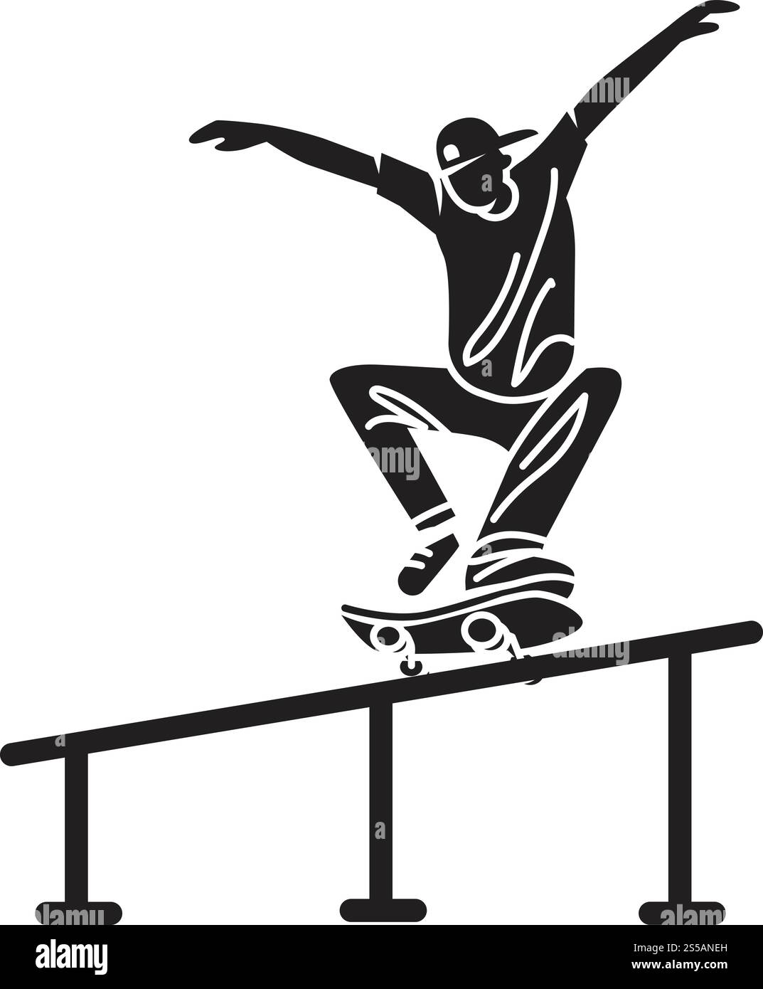 Icona skater pipe trick. Semplice illustrazione dell'icona vettoriale del trucco della pipa dello skater per il web design isolata su sfondo bianco. Icona skater pipe trick, stile semplice Illustrazione Vettoriale