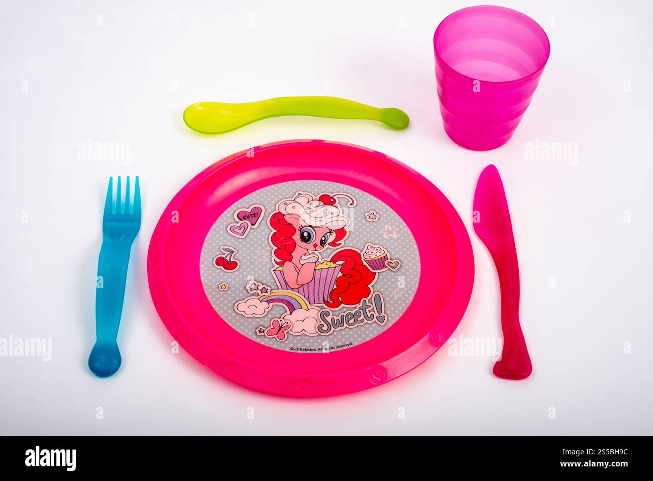 Posate di plastica per bambini Foto Stock