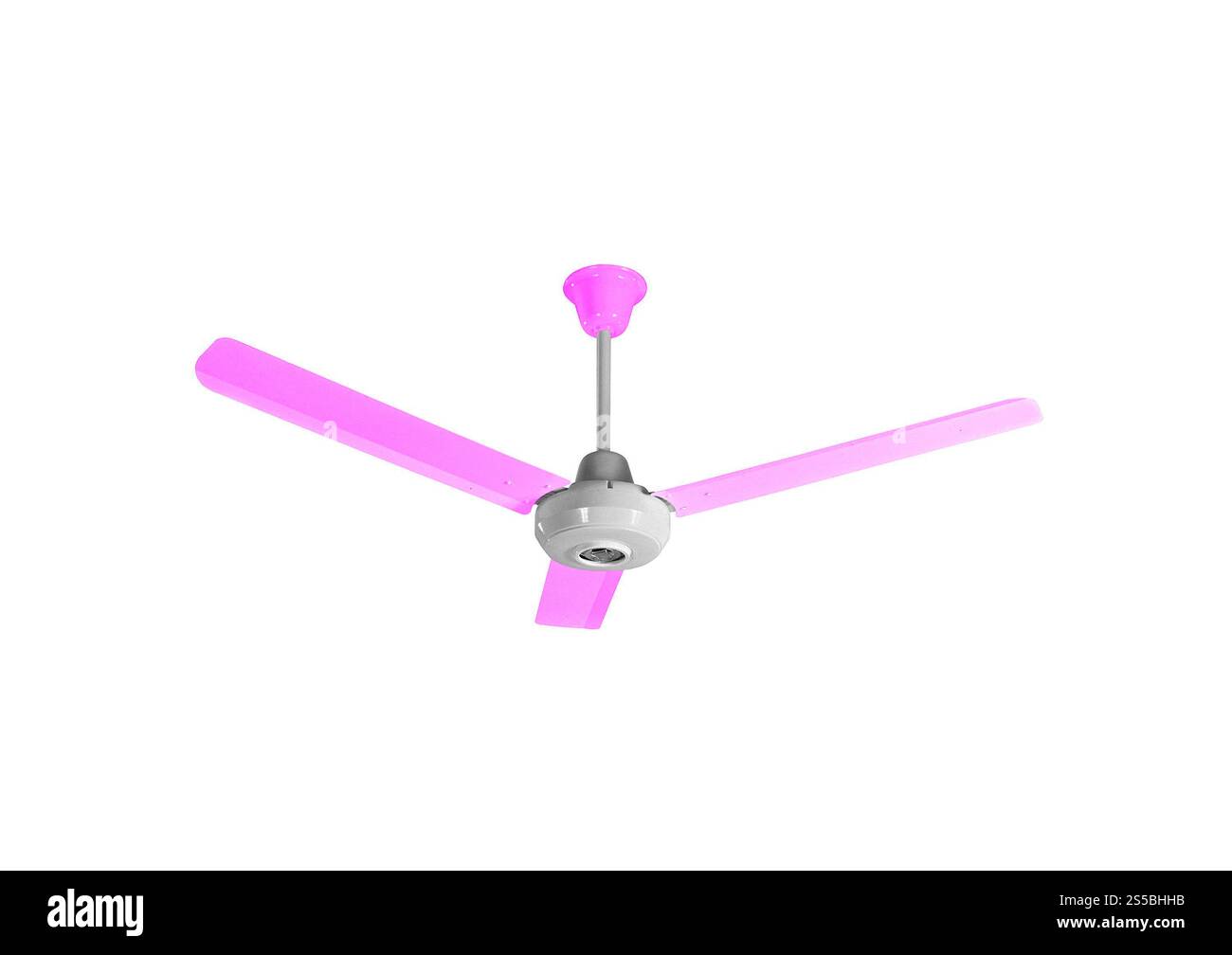 Ventilatore a soffitto bianco-rosa isolato su bianco Foto Stock