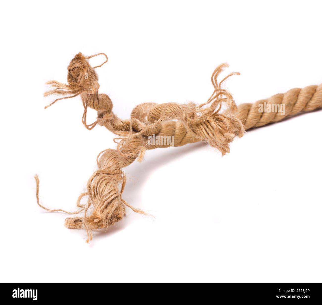 Nave corda e il nodo isolato su sfondo bianco Foto Stock