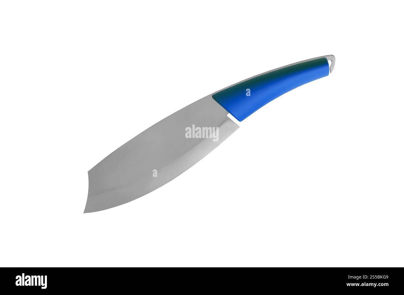 Grande coltello blu isolato su sfondo bianco. Grande coltello blu isolato su bianco Foto Stock