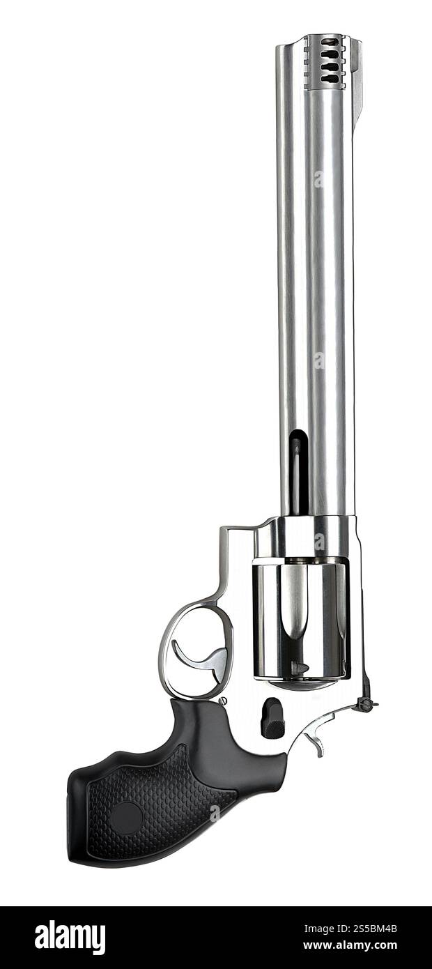 Vecchia revolver su sfondo bianco con tracciato di ritaglio. Vecchia revolver su sfondo bianco Foto Stock