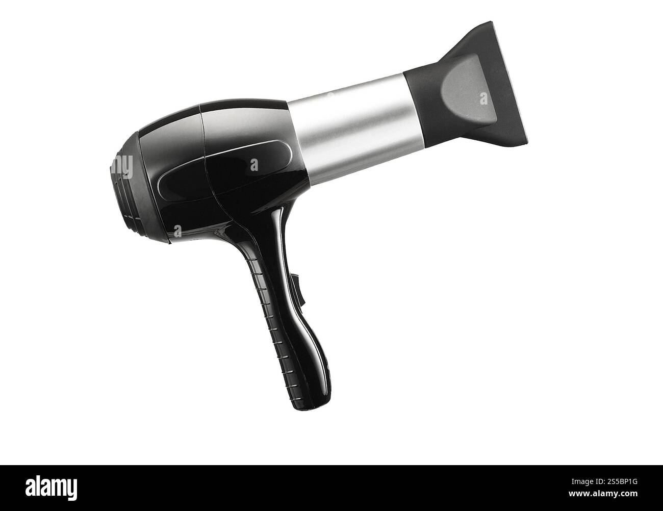 Asciugacapelli isolato su bianco. Asciugacapelli Foto Stock