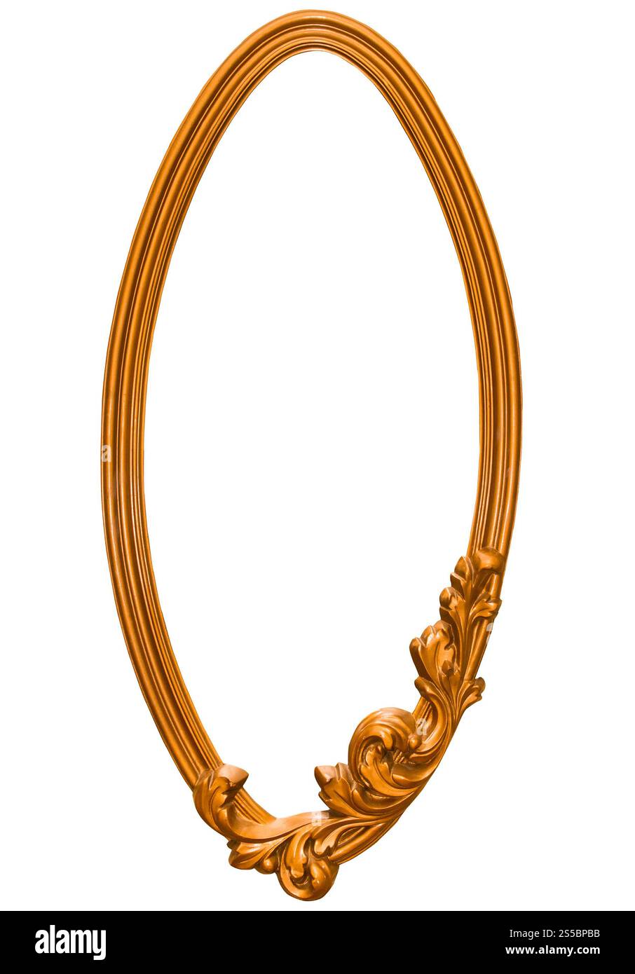 Cornice d'epoca dorata isolata su sfondo bianco. Cornice d'epoca dorata Foto Stock