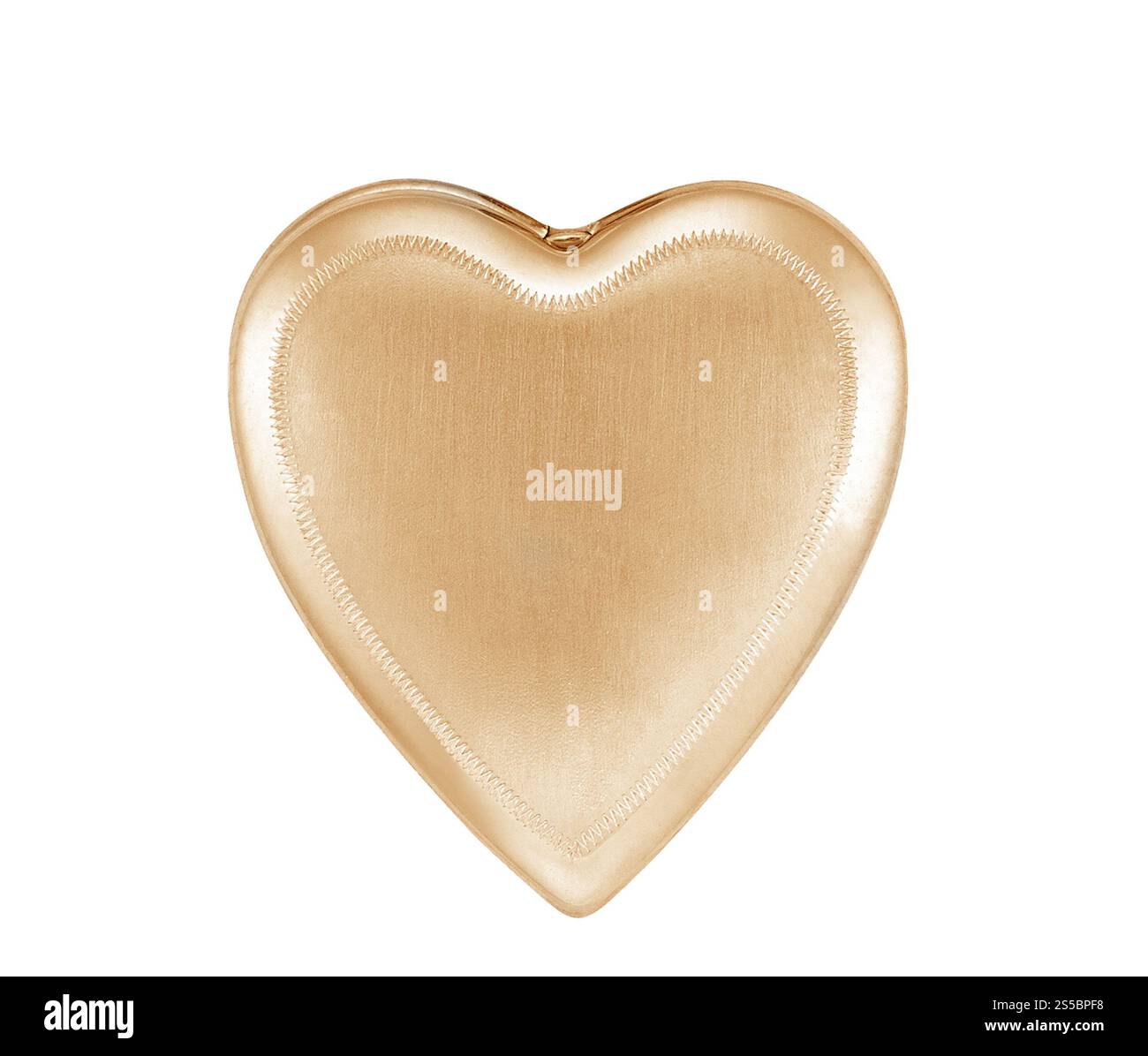 cuore a sospensione in oro isolato su sfondo bianco. cuore a sospensione in oro isolato Foto Stock