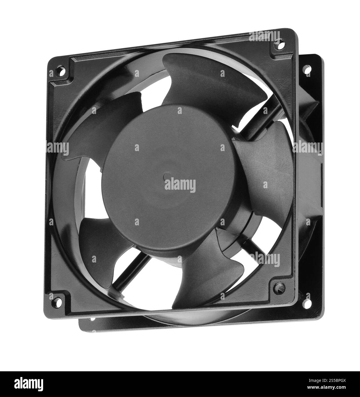 La ventola del computer è isolata su sfondo bianco. La ventola del computer Foto Stock