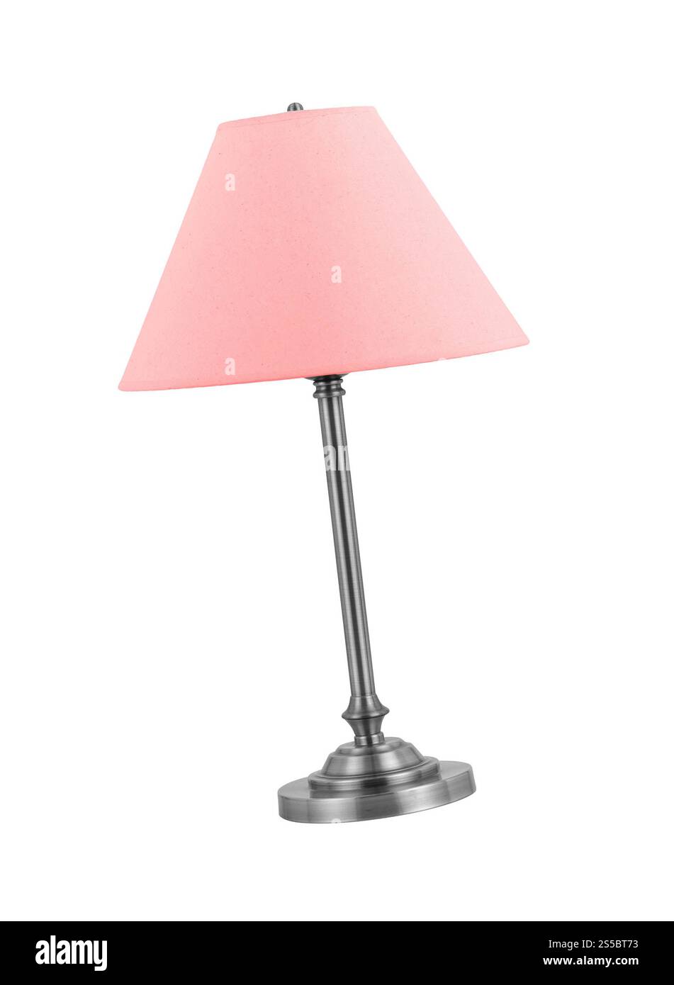 Lampada alta con paralume rosa isolata su sfondo bianco. Lampada alta con paralume rosa isolato Foto Stock