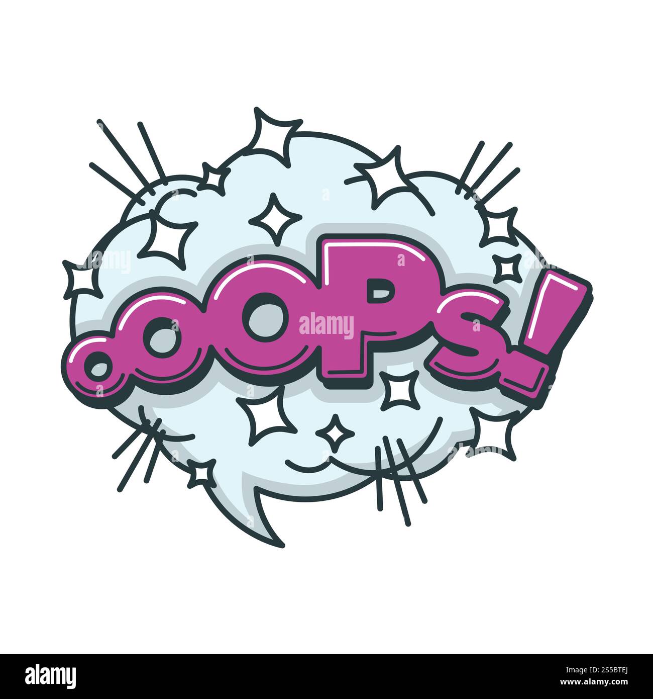 Nuvole di esplosioni sonore a bolla per fumetti o cartoni animati con esplosioni e esplosioni di nuvole a rombi. Icona di schizzo flat pop art isolato dal vettore. Oops Bubble Sound Blast Vector Cartoon cloud Illustrazione Vettoriale