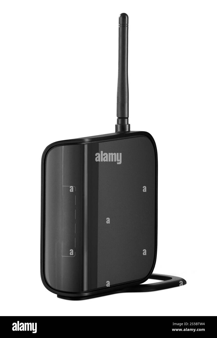 Router wireless su sfondo bianco isolato. Router wireless isolato Foto Stock