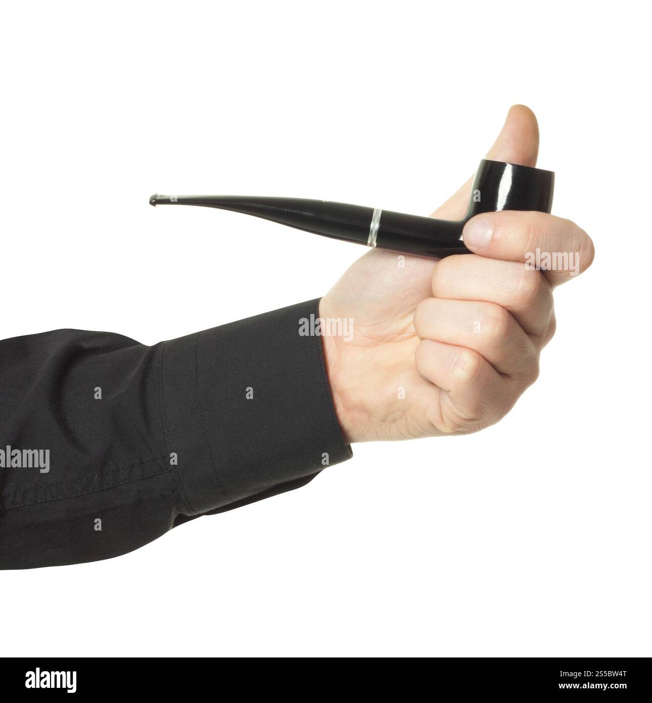 immagine a colori della pipa di tabacco nera isolata su sfondo bianco. immagine a colori della pipa del tabacco nera isolata Foto Stock