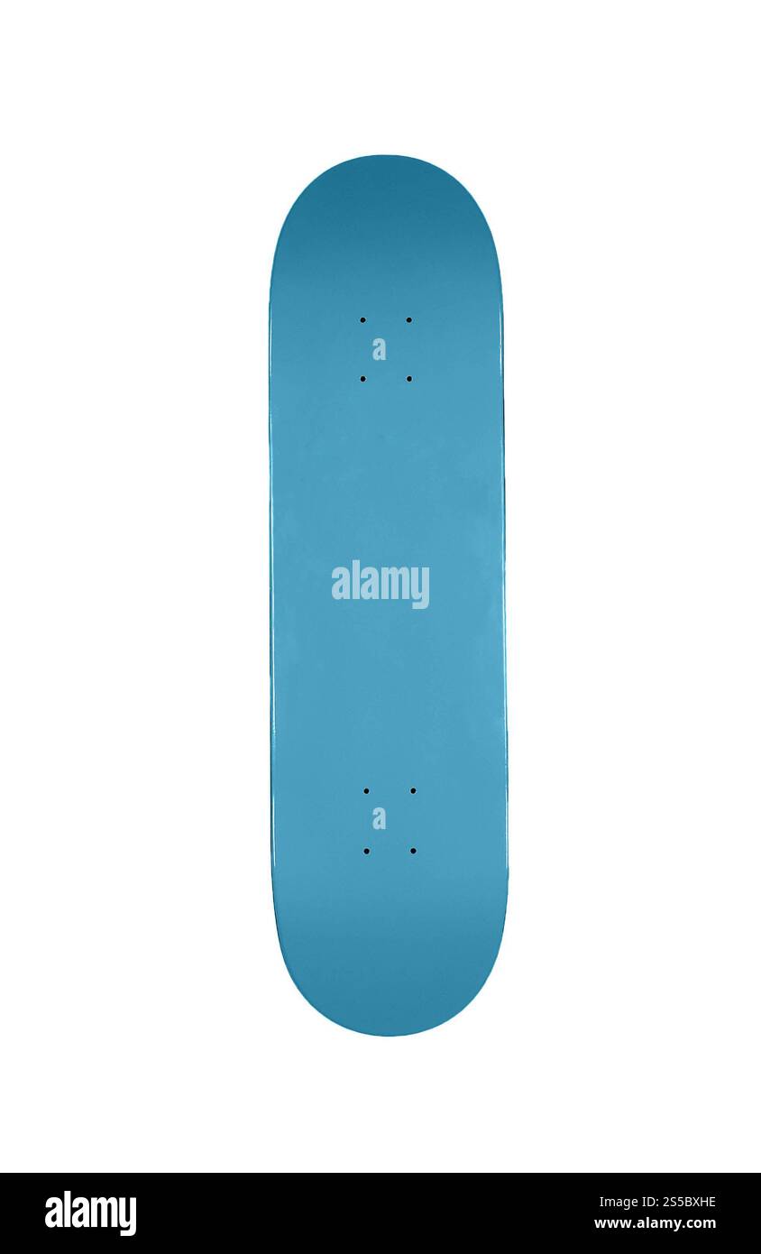 skate board blu isolato su sfondo bianco. skate board blu Foto Stock