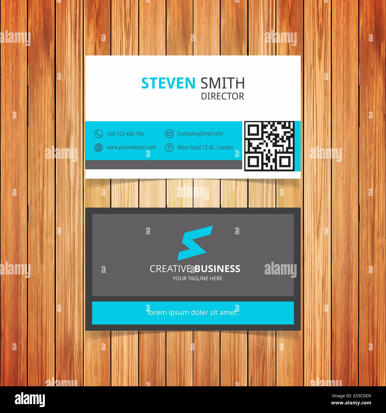 Logo S Letter Card aziendale minima con retro nero Foto Stock